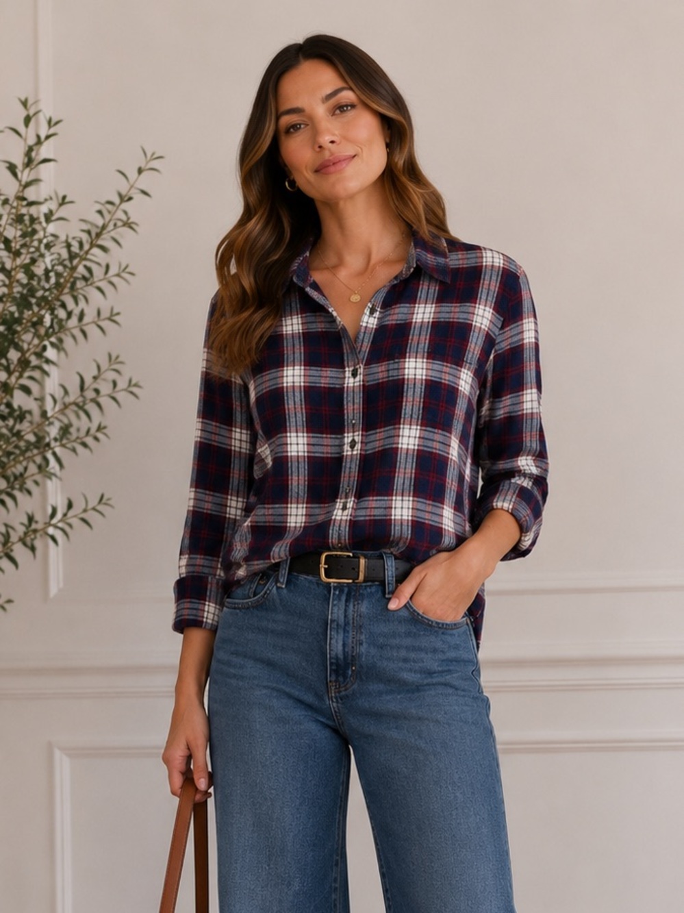 ROOTS Canada Plaid Flannel Button‎ Down Shirt